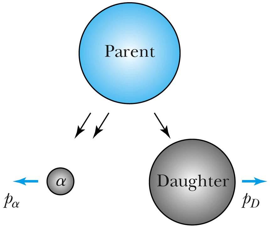 Alpha Decay Assume the parent nucleus is initially at rest so that the total momentum is zero.