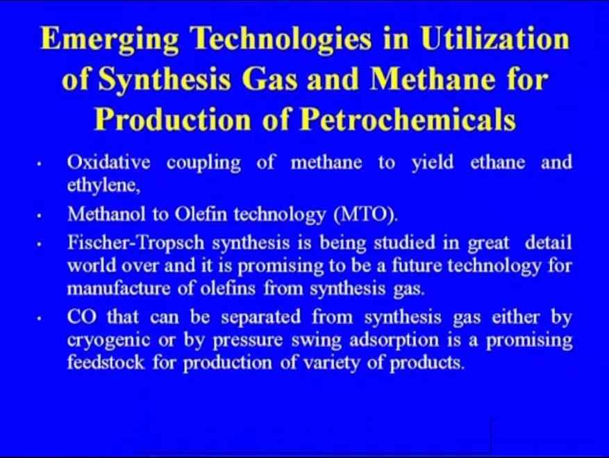 making of the synthesis gas. So, the some of the working technology for the more and more utilization of the methane, methane.