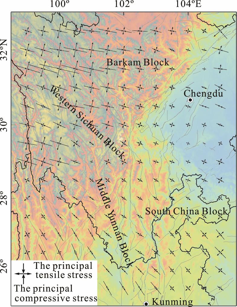 Lower Crustal Flow and Its Relation to the Surface Deformation and Stress Distribution in Western Sichuan Region, China Figure 6. Characteristics of the maximum principal stress after Model.