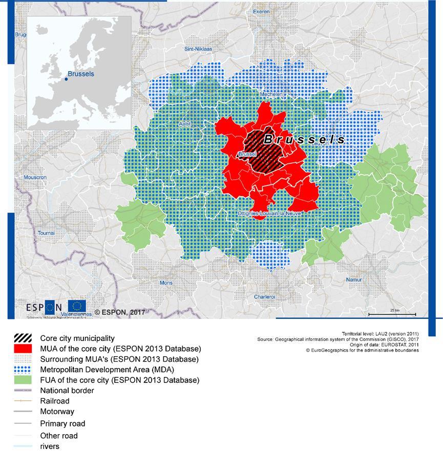 Metropolitan area spread in 3 Regions Core City admin.