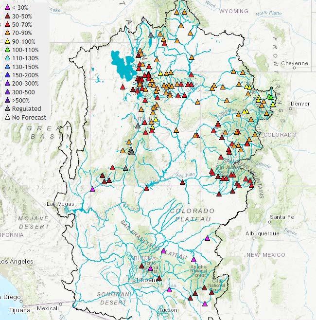 WATER SUPPLY CONDITIONS UPDATE / REVIEW WINTER 2018 Page 5 of 7 Figure 4: 2019 Water Supply Outlook / Projected April-July Runoff Volumes as percent of average, December 28, 2018 Colorado Basin River