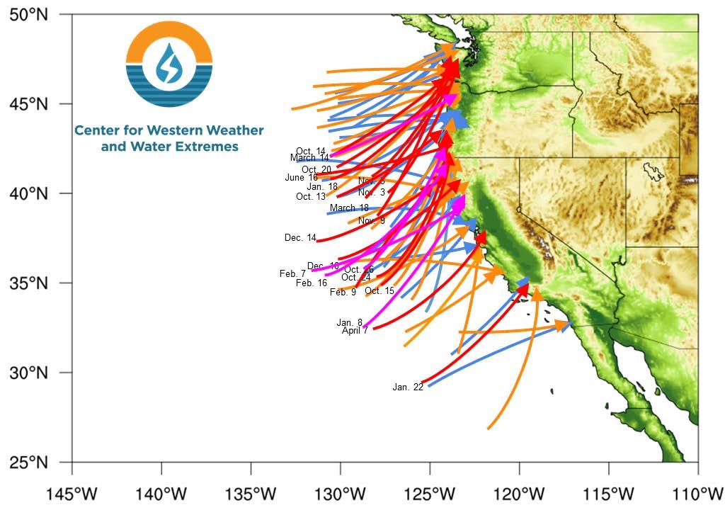 Distribution of Landfalling Atmospheric Rivers Over the U.S.