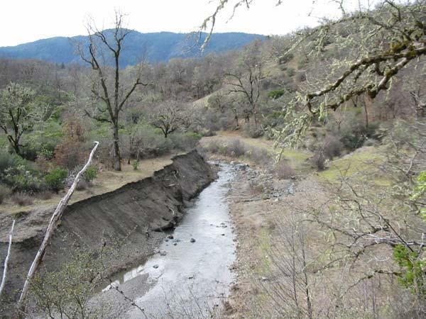 Top right: Channel eroded in the former Town Creek Reservoir.