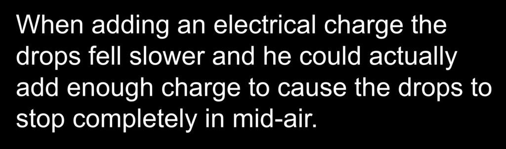 When adding an electrical charge the drops fell slower