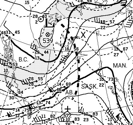 Figure 11: CMC 500 hpa analysis (cropped) for 12Z on 27 Sept. 2016.