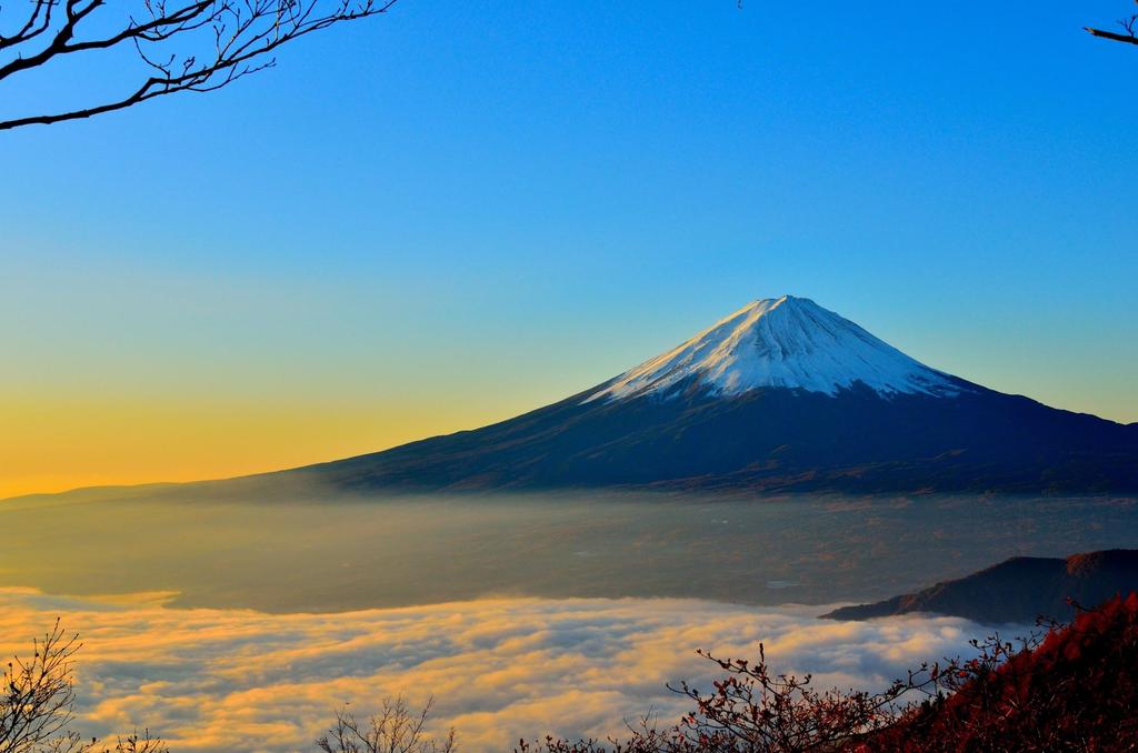 Mount Fujiyama Mount Fuji Cone shaped volcano (dormant)