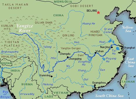 Tibetan Plateau Yangtze Gorges Dongting Lake Poyang Lake