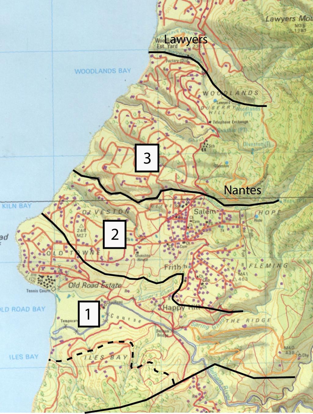 Fig. 1 Map (top) showing population Areas [1-3].