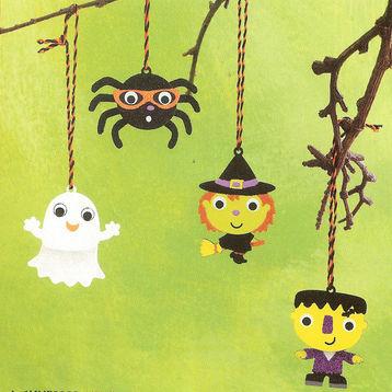 GHOST, SPIDER, WITCH and FRANKENSTEIN Bobble Body Ornaments