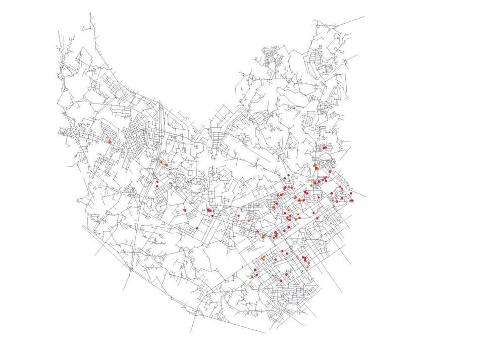 Figure 6 The crime distribution patterns of District C in Town 1 in Taiwan road types Combination intervisibility Rn intervisibility + Rn Con Uncon High Rn Low Rn Con + High Rn Con + Low Rn Thrc