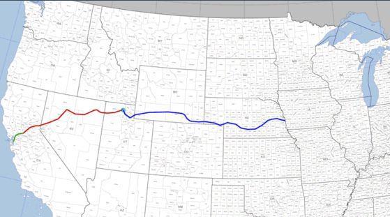 Two Railroads: Union Pacific and Central Pacific -Union Pacific: began in Omaha, Nebraska (blue) - Central Pacific: began in Sacramento,