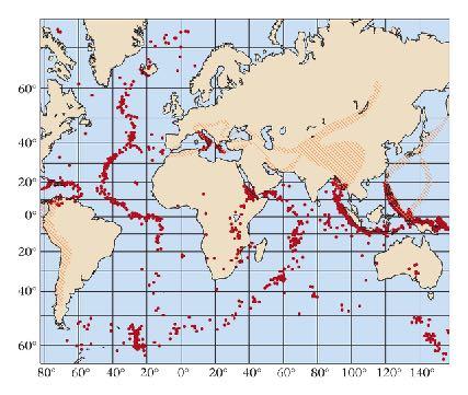 Other observations of the sea floor Earthquakes: Occur mostly