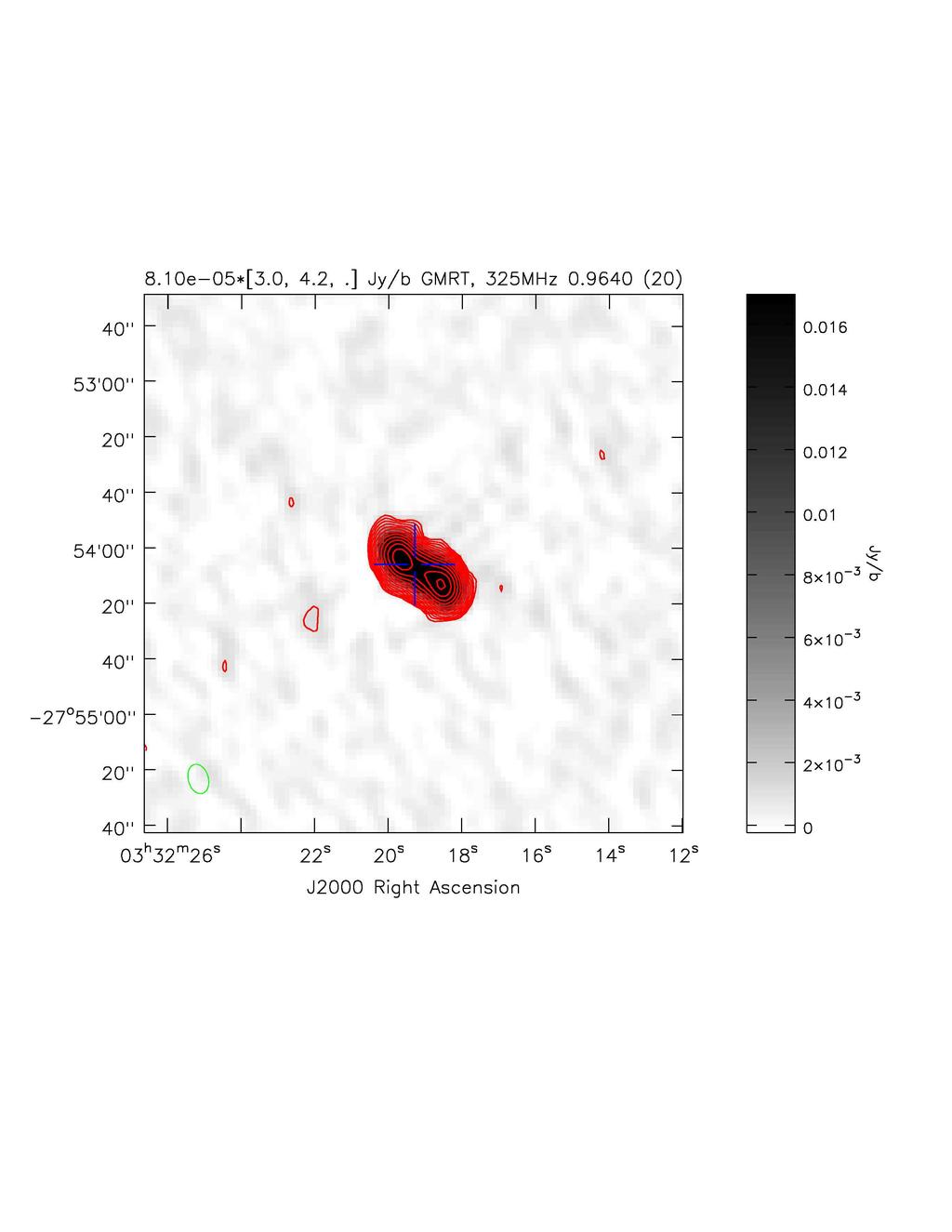 Figure 4: Our GMRT -MHz images are shown along with the VLA 1400-MHz images which have been plotted from the image of Miller et al.