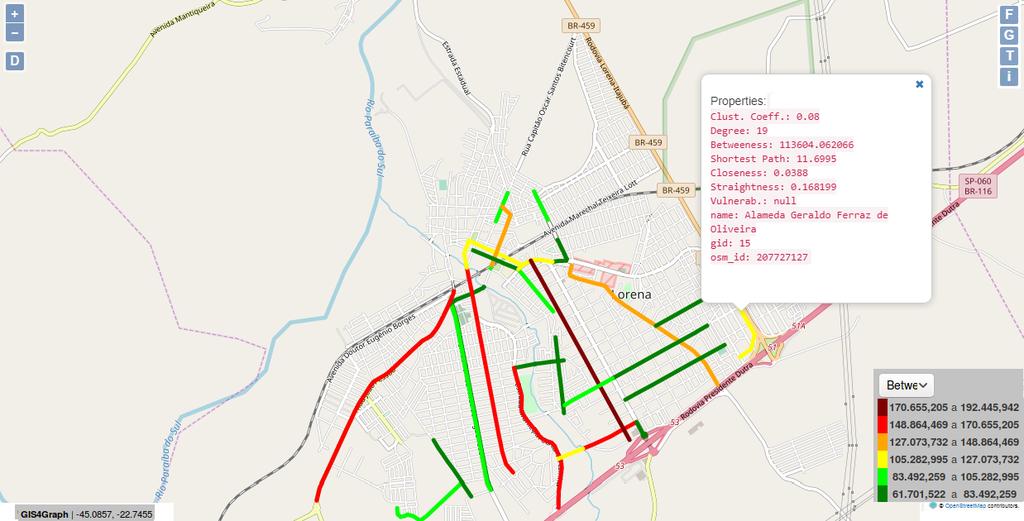 Figure 1. Lorena city s street network on map visualization.