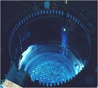 Cerenkov Radiation The image below shows Cerenkov radiation in the core of a nuclear reactor.