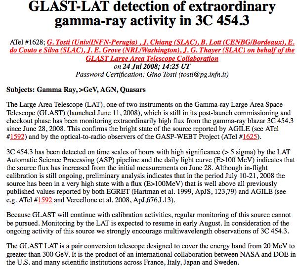 GCN and ATel Reports Gamma-ray Burst Coordination