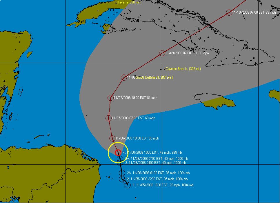 Cayman issues Hurricane Watch: 10 a.m. Nov 06 TS Paloma located near 15.6 N 82.