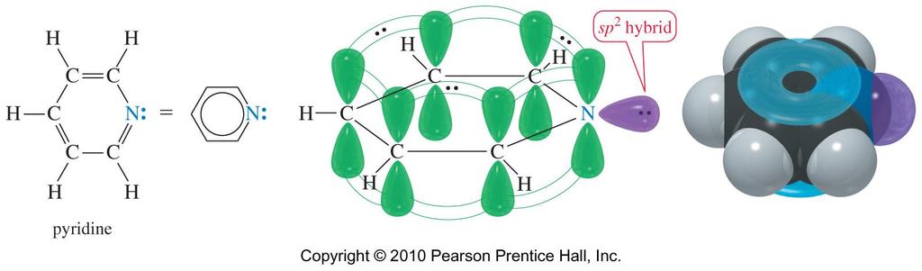 Heterocyclic Aromatic Compounds 31 Pyridine Pyridine has six delocalized electrons in its pi system.