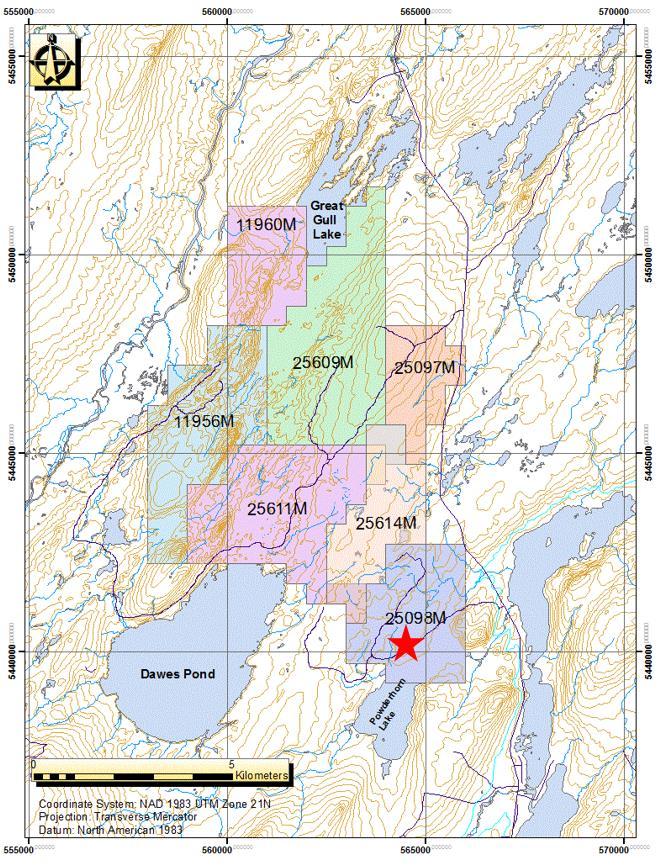 Figure 3: Champion s Powderhorn property in Newfoundland, Canada Red star indicates the location of the Powderhorn discovery. Qualified Person In accordance with National Instrument 43-101, Dr.