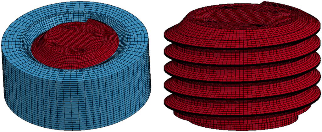Zhang et al. 5 Figure 4. 3D model mesh of standard bolted joint assembly (left) and bolt itself (right). surface of bolt.