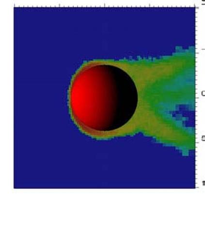sphere has a radius of 3700 km ( 1.09 R M ). O + 2 ions near Mars.