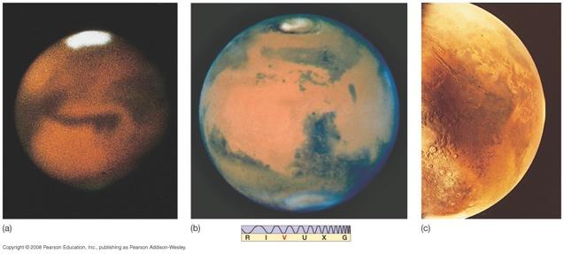 10.3 Long-Distance Observations of Mars From Earth, we can see polar ice caps that grow