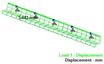 Max Deflection @ Max Load The max deflection under wind is 5.6mm Max Stress in Pressing @ Long term Loading The max stress under ULS is: 18.