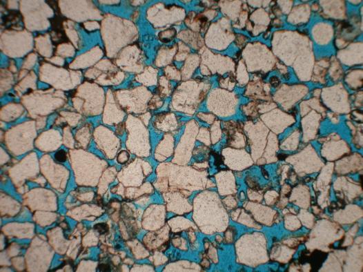 The petrographic study have showed that treasury sand stone thin section, depicted in figure 2, is composed of a multi-coloured, fine to medium grained, sub-angular to rounded, well sorted sandstone.