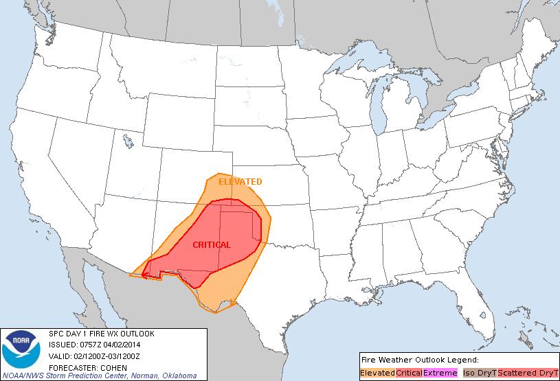 Critical Fire Weather Areas