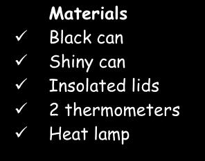 Laboratory Activity 9.1 Black Can / Shiny Can [40] Introduction: Did you ever wonder why in the summer light colored clothes are more popular and in the winter dark clothes are more popular.