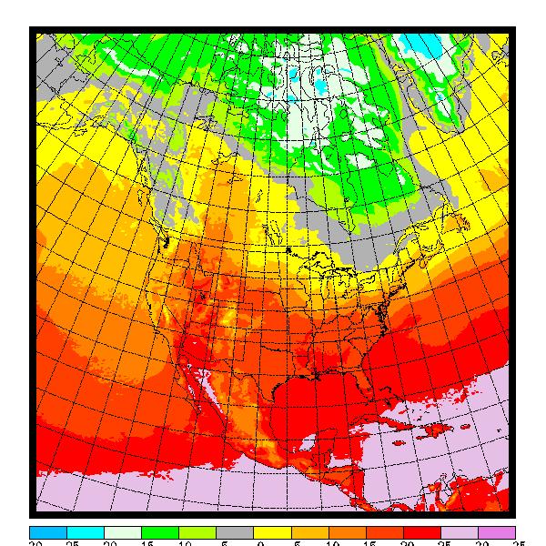 Nevertheless, there were still many significant differences, including temperatures over ocean (colder in RR forecast, smaller area with temperature > 25 C) and over land (generally warmer over land