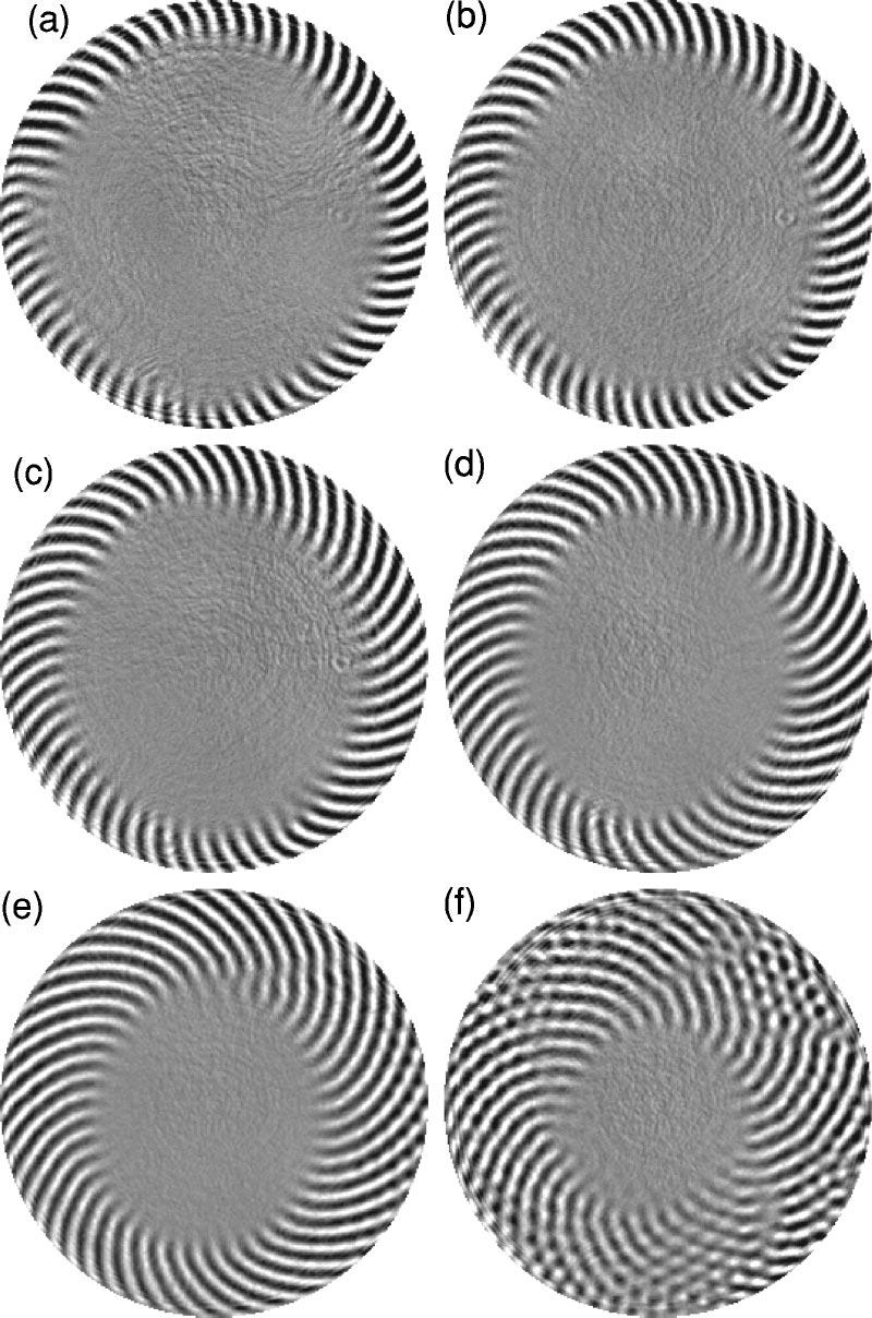 KAPIL M. S. BAJAJ, GUENTER AHLERS, AND WERNER PESCH PHYSICAL REVIEW E 65 056309 FIG. 23. Shadowgraph images of the cell with a gentle ramp in spacing for 307, 8.7, and a r 22.5, b 22.6, c 22.7, d 23.