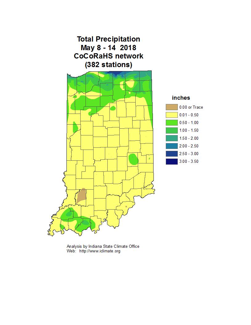 May 15 th 21 st The May warm spell powered through yet another week. There have been no days so far this month when the daily state average temperature was below normal!
