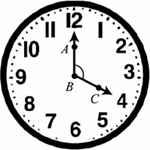 07. Angle ABC is formed by the hands of the clock at 4 o'clock. What is the measure of angle ABC? 60º 90º 120º 150º 08.