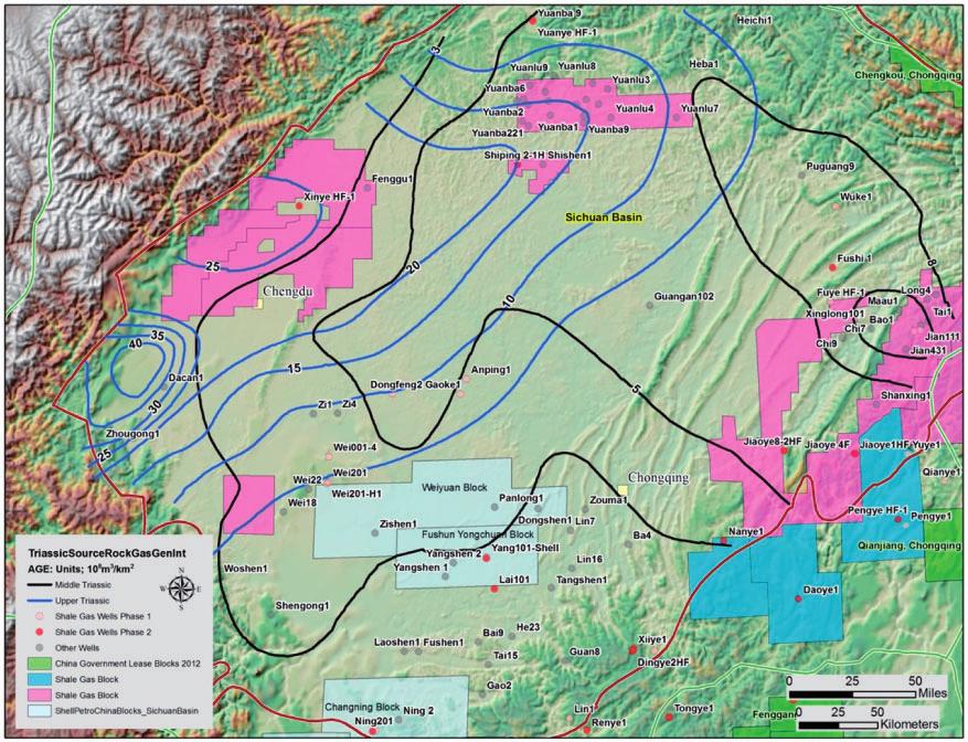 700 Energy Exploration & Exploitation 34(5) Figure 7. Gas generation intensity of Middle to Upper Triassic source rocks.