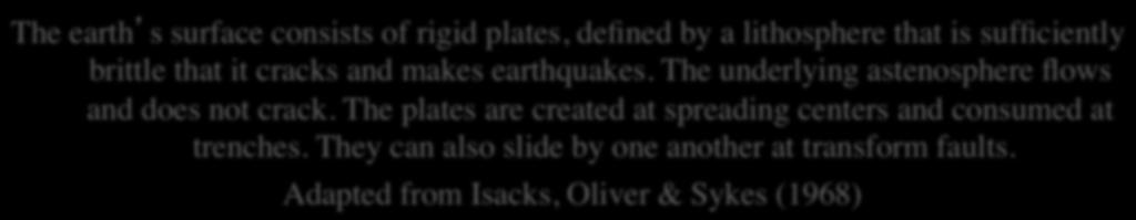 Basic concept of plate tectonics Convection: the Rayleigh number The earth s surface consists of rigid plates,