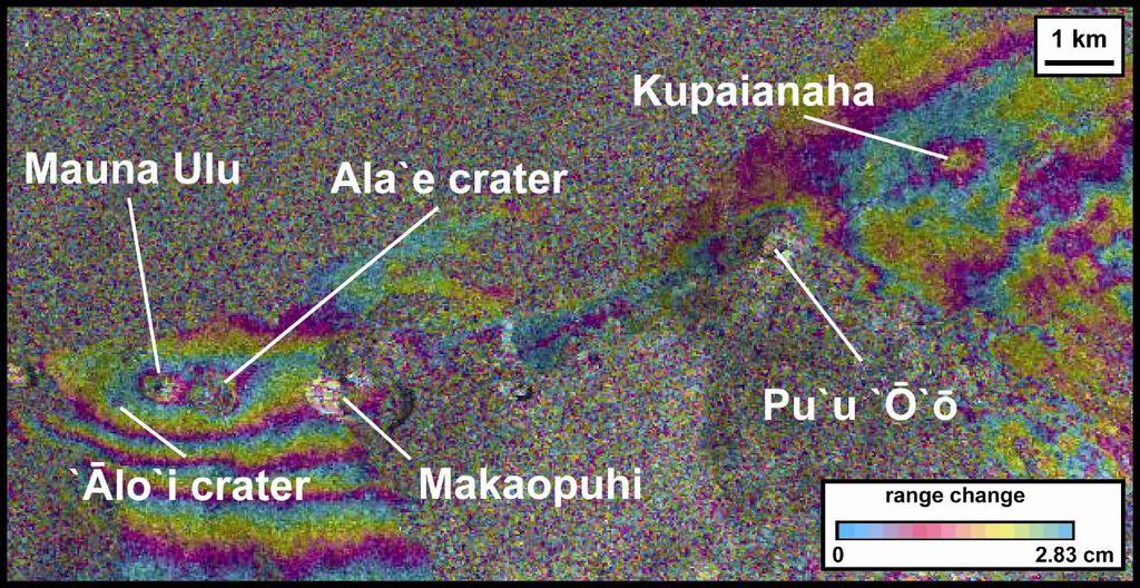 Because of the current latency (usually between two and several weeks) between the acquisition of an ASAR scene of Hawai`i and processing at the Hawaiian Volcano Observatory, InSAR results from