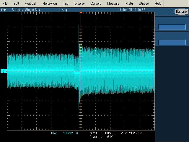 CLS Stored Beam Store time is 33 msec over 2 million turns Oscilloscope trace of turn monitor which gives a pulse each time the beam passes in the ring, the individual pulses are too close to be