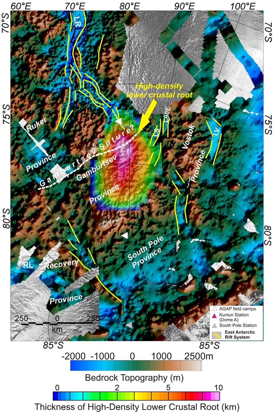 11 Supplementary Figure 7. Location and extent of the high-density lower crustal root beneath the Gamburtsev Subglacial Mountains.