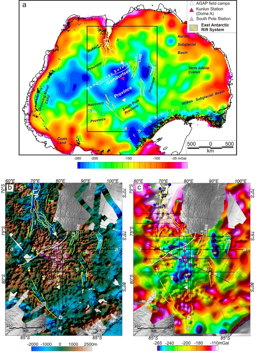Supplementary Figure 4. Gravity anomalies over East Antarctica and location of our gravity models for the Gamburtsev Subglacial Mountains.
