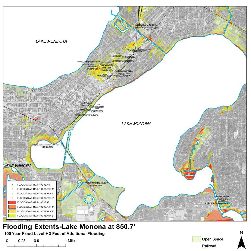 City Amid Preparations for High Lake Level Flooding (2017-present) Table Top (11/17) Utility Plan-identifying vulnerabilities and creating contingency plans Installed generators above max flood stage
