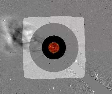 In the composited images, the inner red part indicates the solar