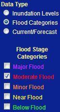 At the limited number of forecast locations where inundation maps are currently available, this web page is accessed by clicking on the