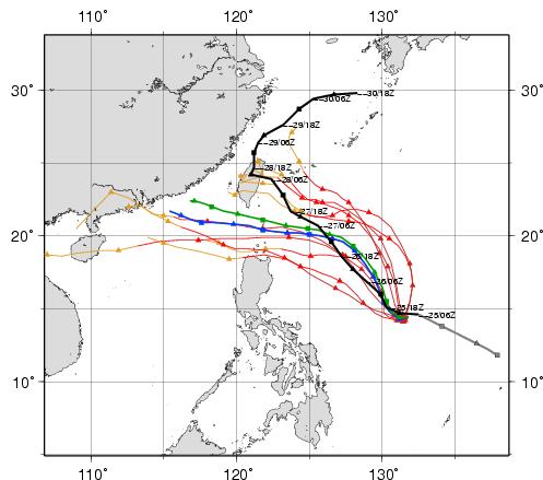 Best track Control Mean Figure 6.2 Example of TEPS forecast track (Initial time: 06UTC 25 September 2008).