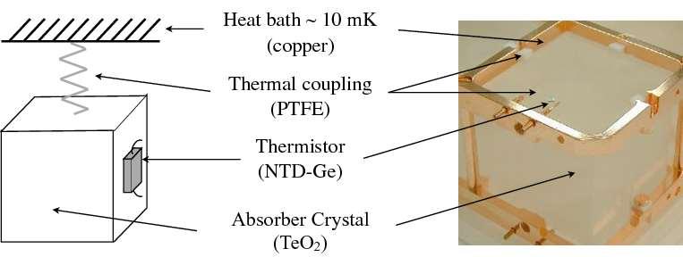 The bolometric technique * Thermal bath (copper) @ 10mK * Weak thermal coupling (Teflon) * NTD Ge thermistor R@10 MΩ *TeO 2 Crystal Absorber C @ 10-9 J/K All the deposited energy is measured The