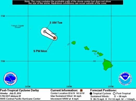 Post-Tropical Cyclone Darby (FINAL) http://www.prh.noaa.gov/cphc/ Post-Tropical Cyclone Darby: (Advisory #58 as of 11:00 p.m.