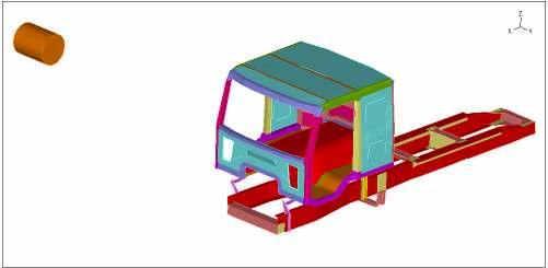 Figure 2: The geometric model of the truck Figure 3: The geometric model of the bus The structure of the body was meshed with shell elements.