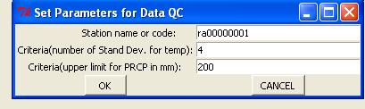 Running the RClimDex software Setting parameters Code or name the station (same code