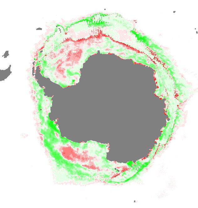 Top and middle row: mean daily difference maps of the period 19 June 2002 to 31 August 2006 of ASI minus Bootstrap (left panels) and ASI minus NASA-Team 2 (right panels) AMSR-E ice concentrations.