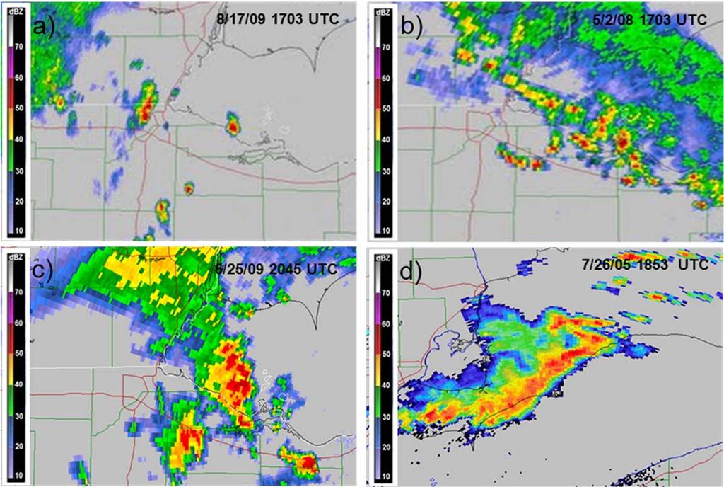 observed precipitation was clearly not associated with convective storms moving over Lake Erie, and 3) more detailed analyses of WSR 88D Level II data were conducted to identify which of the